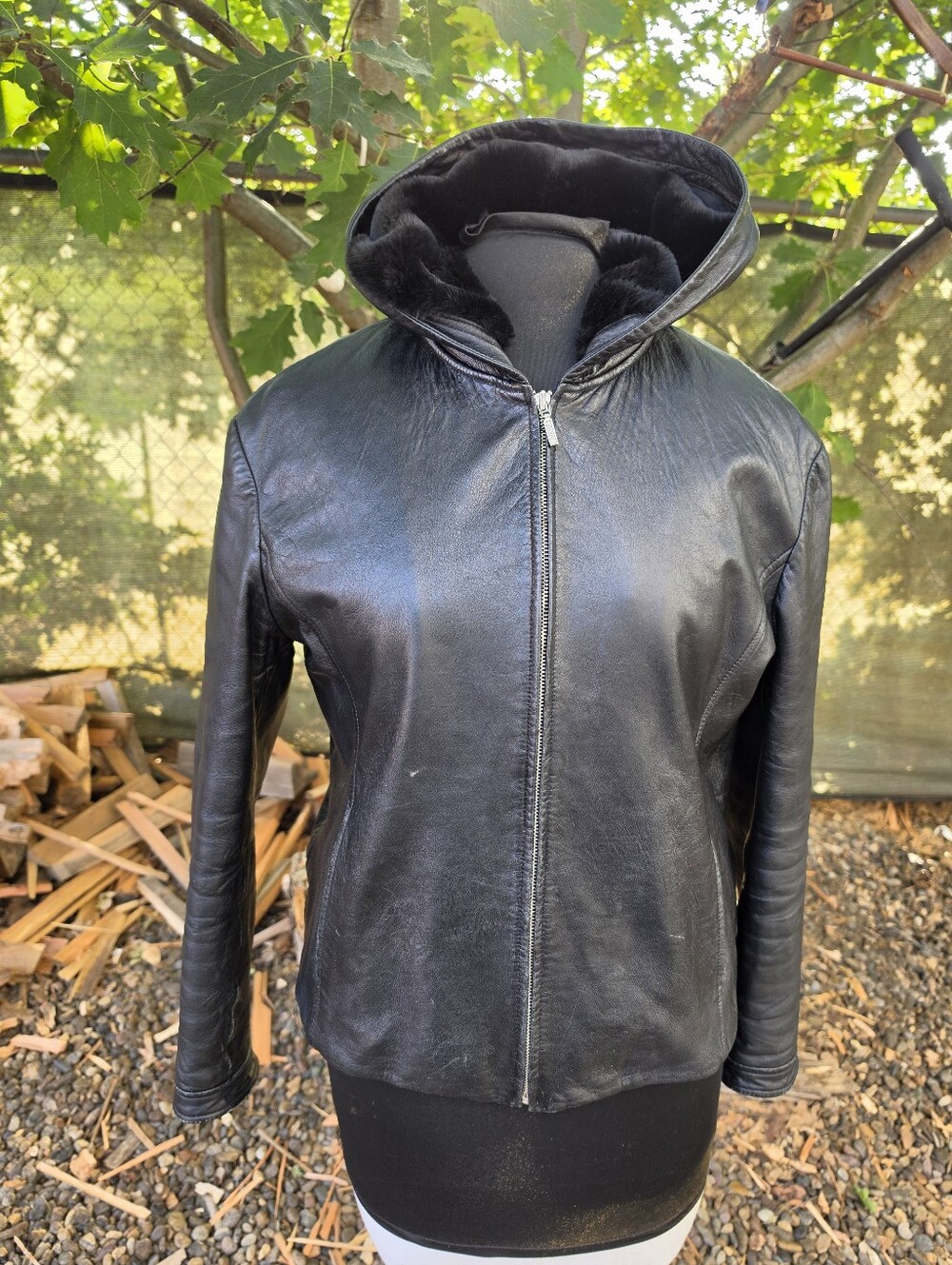 Y2K Wilson's Leather Black Hooded Jacket Whimsigoth Matrix Grunge Casual Biker